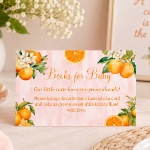 Tarjeta De Recepción Libros de naranja para niña shower