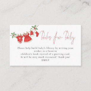 Tarjeta De Recepción Libros de Navidad en tendedero para baby shower