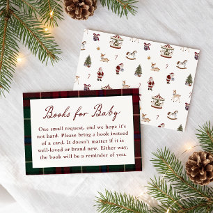 Tarjeta De Recepción Libros de Navidad Vintage de Tartán para Bebé