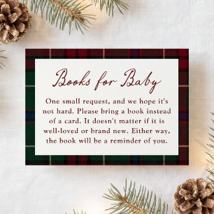 Tarjeta De Recepción Libros de Navidad Vintage Tartán para Bebé