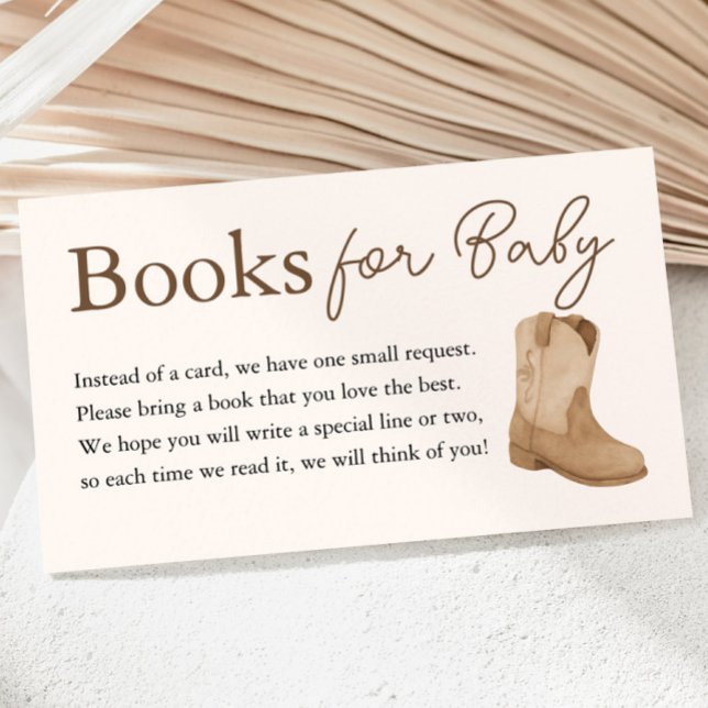 Tarjeta De Recepción Libros de niñito para Baby Shower (Little Cowboy Books for Baby Shower Enclosure Card)