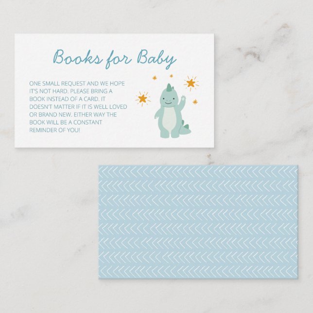 Tarjeta De Recepción Libros de niños con estrellas de dinosaurio azul p (Anverso / Reverso)