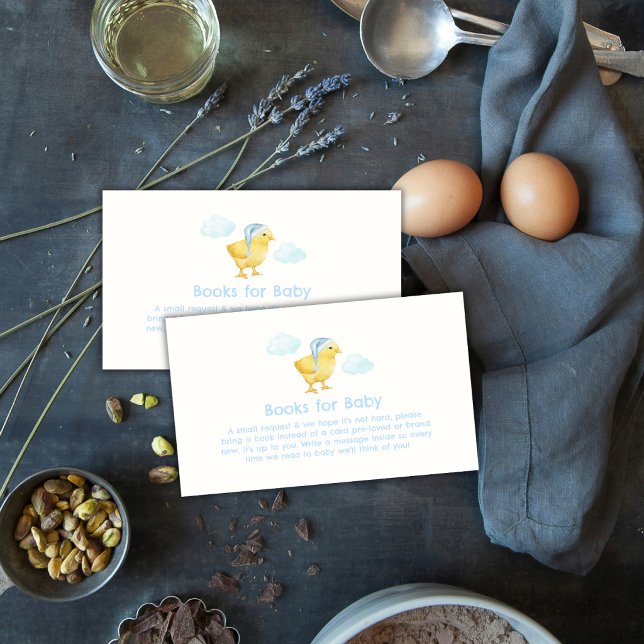 Tarjeta De Recepción Libros de Nube de Pollo Azul Celeste Para Fiesta d (Sky Blue Chicken Cloud Books For Baby Shower Enclosure Card)