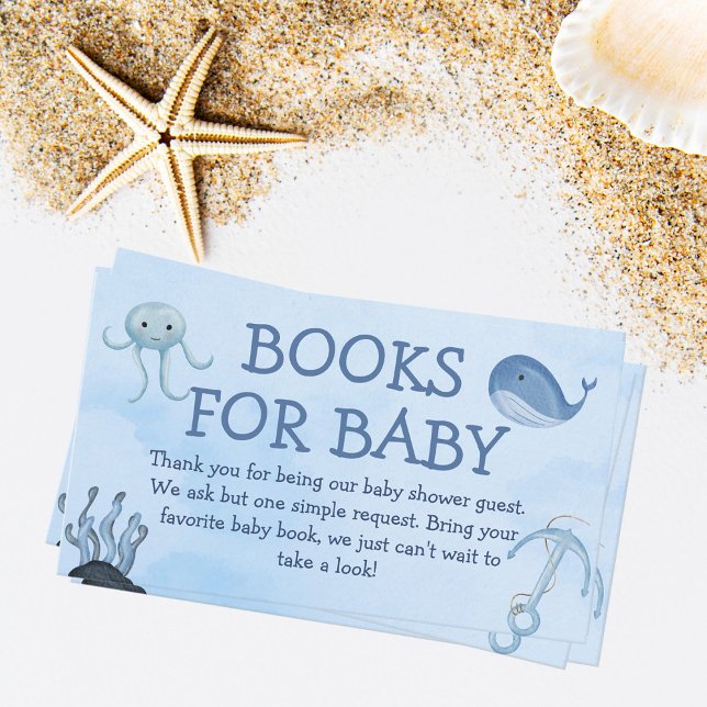 Tarjeta De Recepción Libros De Ocean Animals Para Baby Shower Coastal B (Subido por el creador)