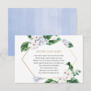 Tarjeta De Recepción Libros de oro de la vegetación floral blanca azul