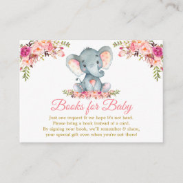 Tarjeta De Recepción Libros De Oro Elefante Rosa Floral Para Baby Showe