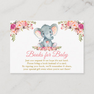 Tarjeta De Recepción Libros De Oro Elefante Rosa Floral Para Baby Showe