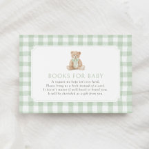Libros de osito de gingham verde salvia para bebé
