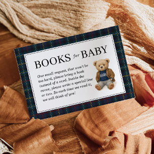 Tarjeta De Recepción Libros de osito de peluche a cuadros clásicos para