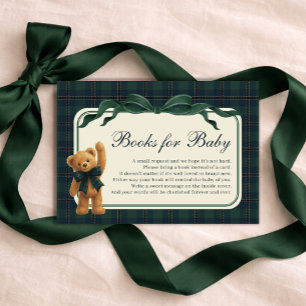 Tarjeta De Recepción Libros de osito de peluche a cuadros para bebé niñ