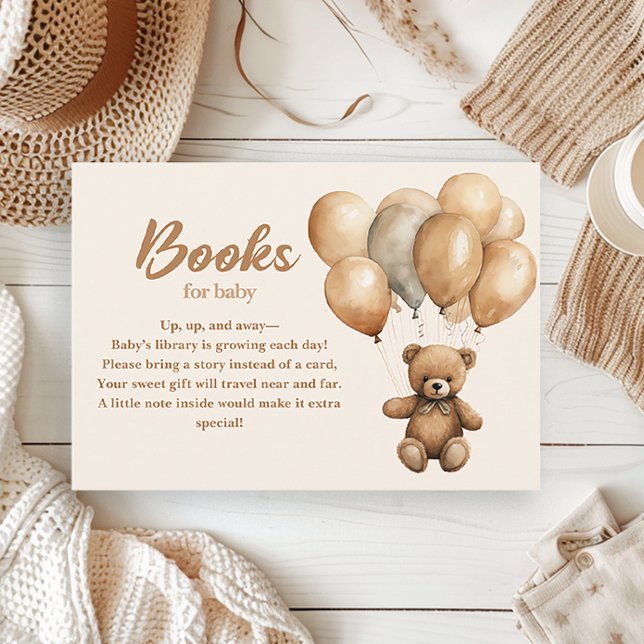 Tarjeta De Recepción Libros de osito de peluche para el género neutro d (Vintage teddy bear and balloons books for baby card)