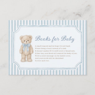 Tarjeta De Recepción Libros de ositos de rayas azules para bebé niño