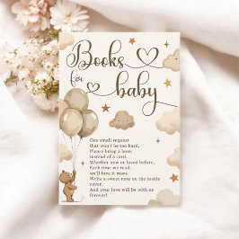 Tarjeta De Recepción Libros de oso Beige Neutral para solicitud de Baby