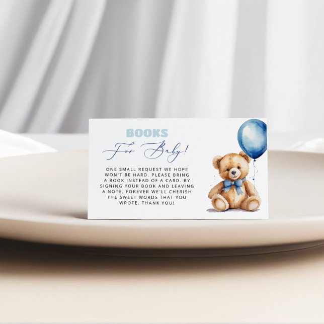Tarjeta De Recepción Libros De Oso De Balón Azul Para Baby Boy Baby Sho (Subido por el creador)