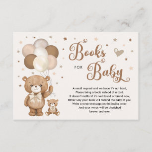 Tarjeta De Recepción Libros de oso de peluche marrón neutro para bebé