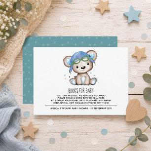 Tarjeta De Recepción Libros de oso piloto acuarela para bebé
