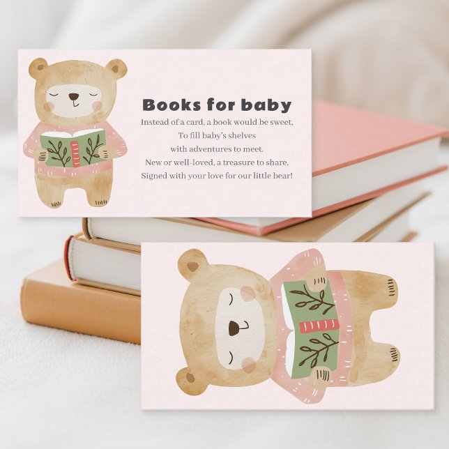 Tarjeta De Recepción Libros de oso rosa para bebés a petición (Pink Bear Books for baby Request Enclosure Card.)