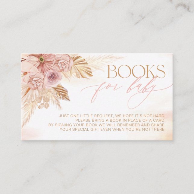 Tarjeta De Recepción Libros de pampas rosadas y pekineses para Baby Sho (Anverso)