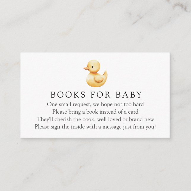 Tarjeta De Recepción Libros de pato amarillo para la solicitud del bebé (Anverso)