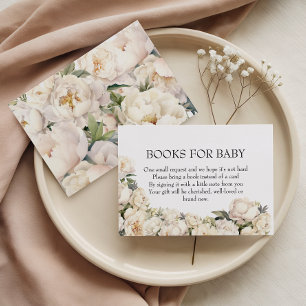 Tarjeta De Recepción Libros de peonía de marfil elegante para bebé