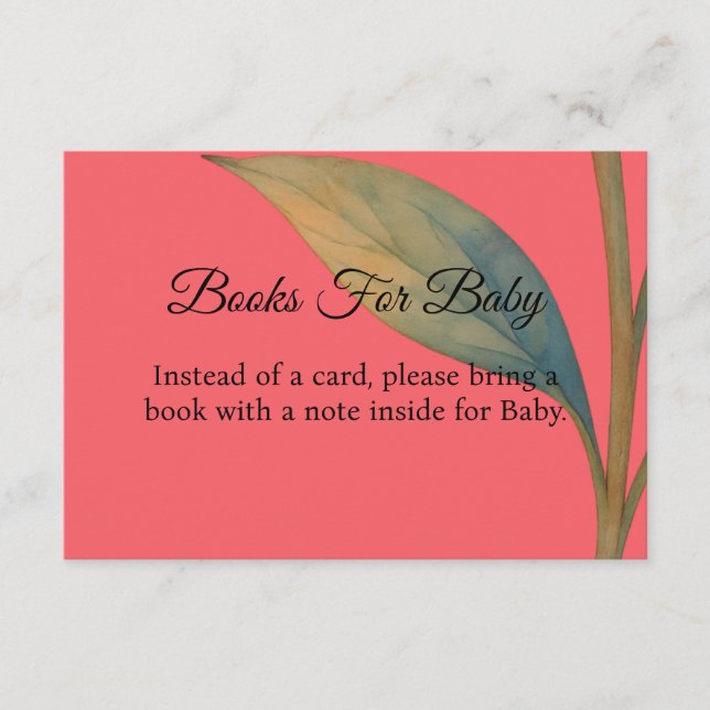 Tarjeta De Recepción Libros de Peonía en Flor para Bebé (Anverso)