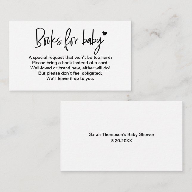 Tarjeta De Recepción Libros de personalizable para bebés Solicitud de l (Anverso / Reverso)