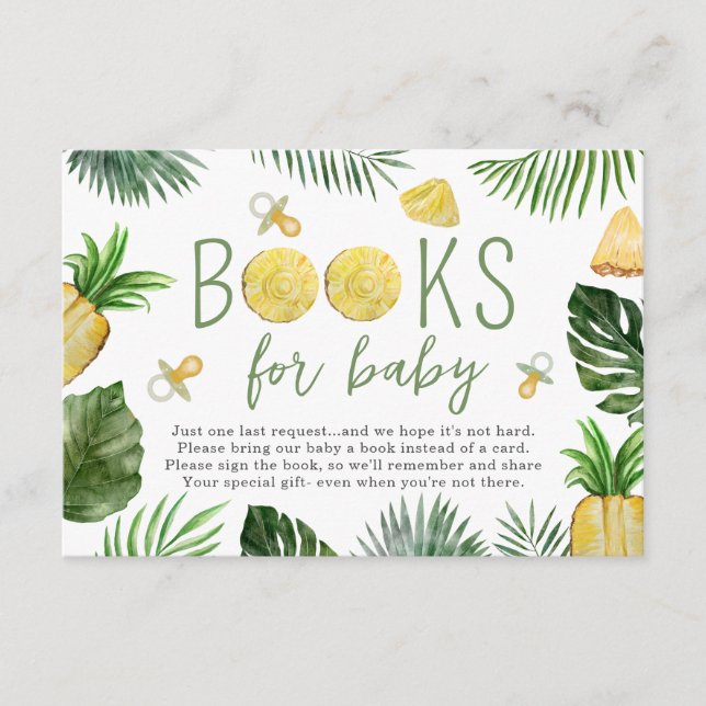 Tarjeta De Recepción Libros De Pineapples Y Pacificadores Para Baby Sho (Anverso)
