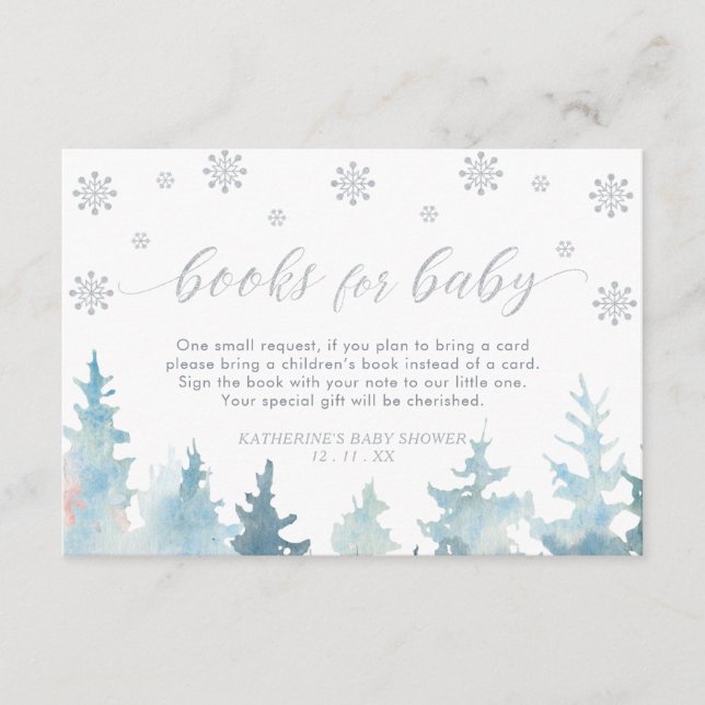 Tarjeta De Recepción Libros de Plata Invierno para Bebé (Anverso)