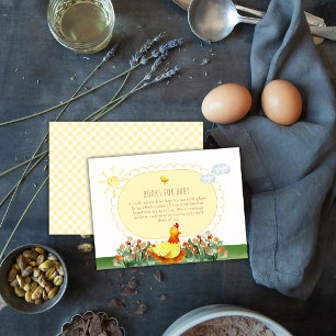 Tarjeta De Recepción Libros de pollo de gingham amarillo para baby show