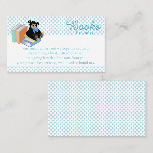 Tarjeta De Recepción Libros de puntos de polka azul para bebé (Anverso / Reverso)