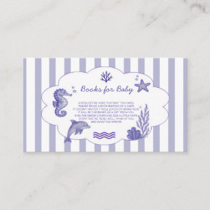 Tarjeta De Recepción Libros de rayas azules costeras para Baby Shower