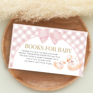 Tarjeta De Recepción Libros de regadera de ganso tonto de gingham rosa