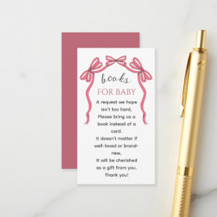 Tarjeta De Recepción Libros de regalo para baby shower de niña con lazo