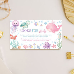 Tarjeta De Recepción Libros de regalo para baby shower de tema océano a