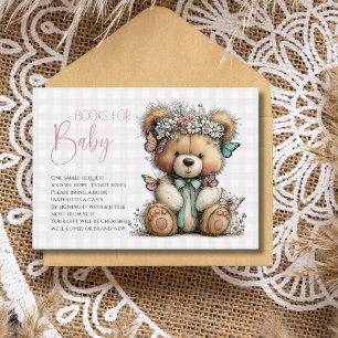 Tarjeta De Recepción Libros de regalo para bebé con osito de cuadros gr
