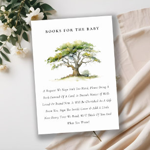 Tarjeta De Recepción Libros de roble con acuarela verde para baby showe