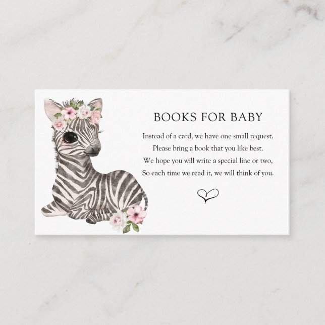 Tarjeta De Recepción Libros De Rosas De Zebra Para Bebés (Anverso)