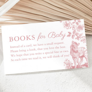 Tarjeta De Recepción Libros de Safari Chica Rosado para Baby Shower