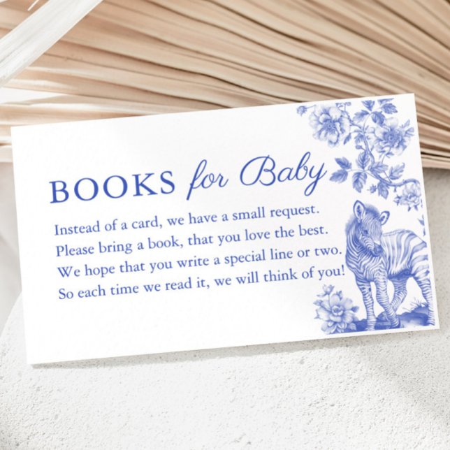 Tarjeta De Recepción Libros de Safari de Blue Boy Toile para Baby Showe (Blue Boy Toile Safari Books for Baby)