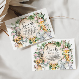 Tarjeta De Recepción Libros de Safari de la Selva Floral Rosa para Niña