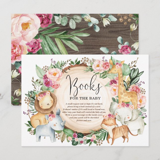 Tarjeta De Recepción Libros de Safari de la Selva Rosa de Borgoña para  (Anverso / Reverso)