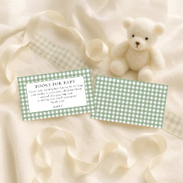 Tarjeta De Recepción Libros De Sage Gingham Para Baby Shower