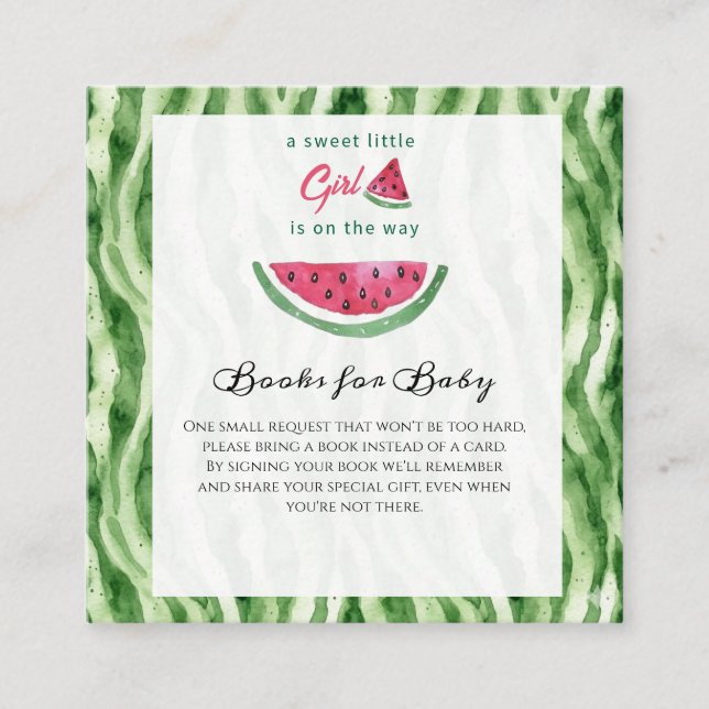 Tarjeta De Recepción Libros de sandía de verano para bebé dulce niña (Anverso)
