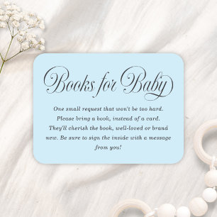Tarjeta De Recepción Libros de shower de bebé en azul claro con letra e