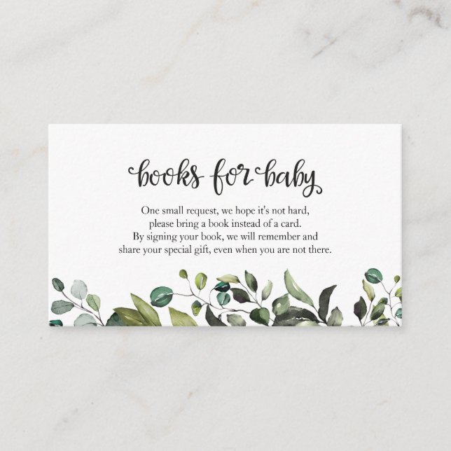 Tarjeta De Recepción Libros de Simple Greenery Otoño para Baby Shower P (Anverso)