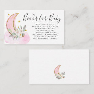 Tarjeta De Recepción Libros de Sobre la Luna en Rosa Dorado para Baby S