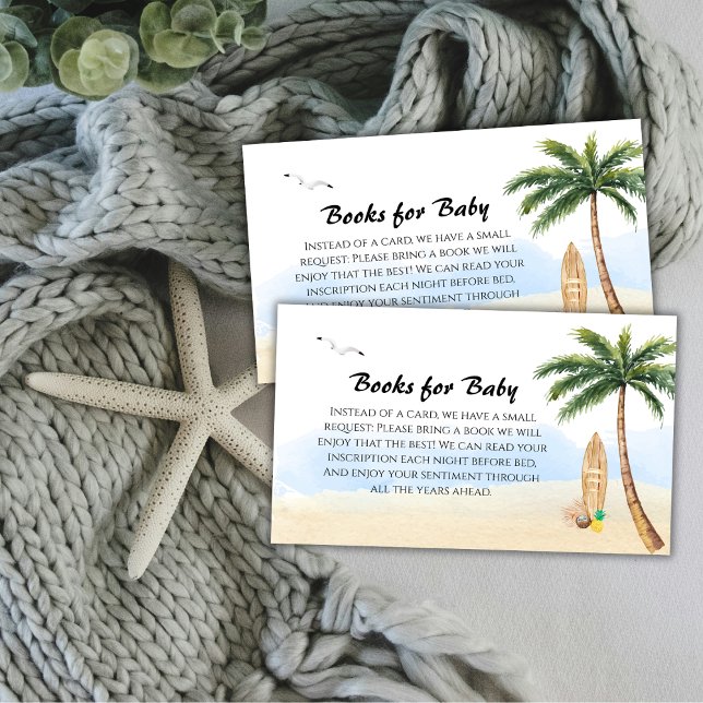 Tarjeta De Recepción Libros De Surf De Blue Sky Beach Para Baby Shower (Blue Sky Beach Surfing Books For Baby Shower Enclosure Card)