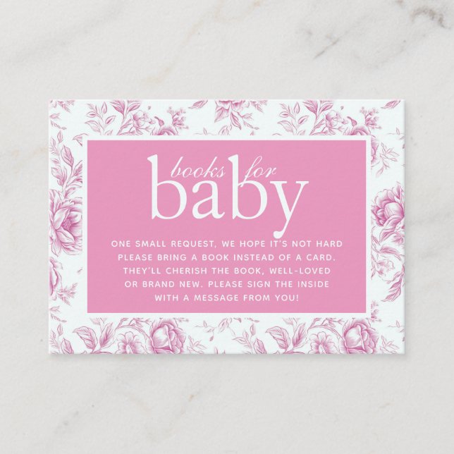 Tarjeta De Recepción Libros de tela floral rosada de Chinoiserie para b (Anverso)