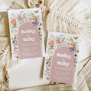 Tarjeta De Recepción Libros de temática Boho Blush Bosque Flor Silvestr