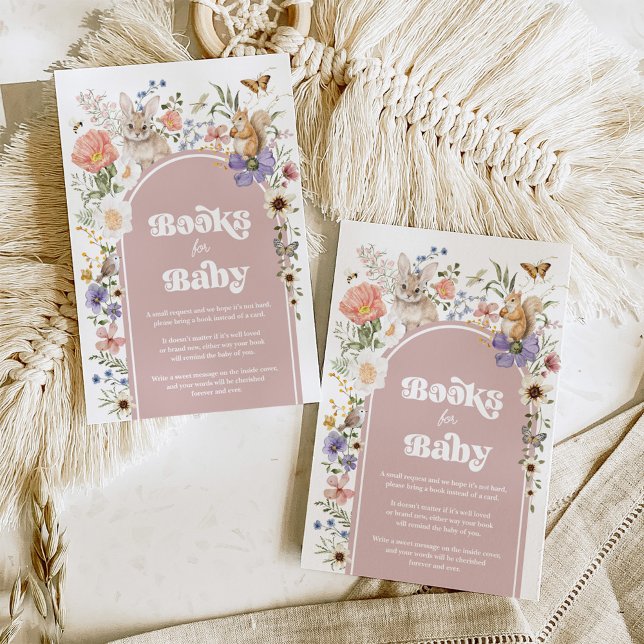 Tarjeta De Recepción Libros de temática Boho Blush Bosque Flor Silvestr (Subido por el creador)